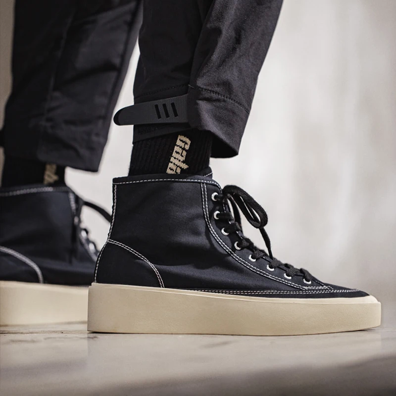 Factory Custom Logo Unisex Shoe High Top Stylish Rubber Thick Bottom Casual Shoes Canvas