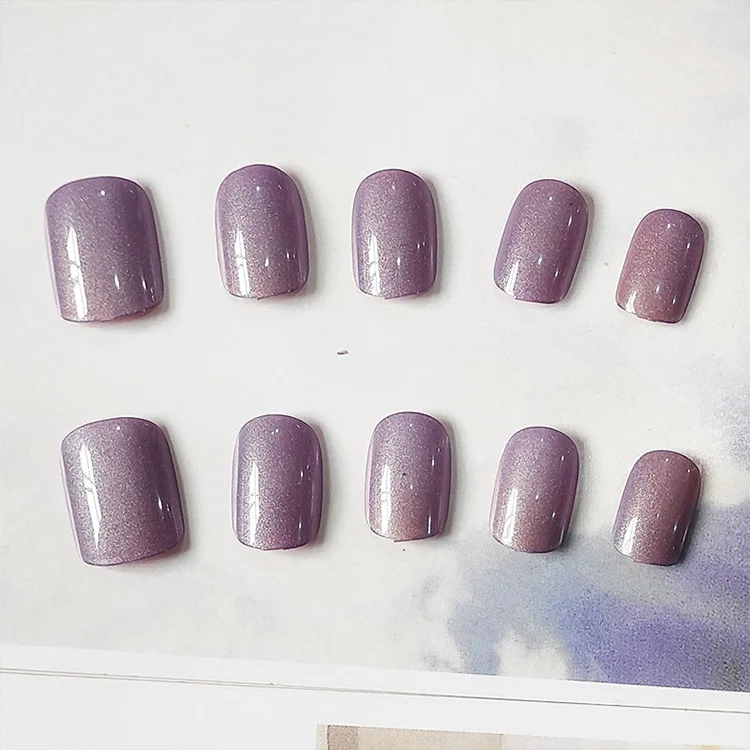 Fakenail  Design 24pcs Purple Short Seamless Soft Fake Nails Products Glamour 2021 Nails Art Press On Nails