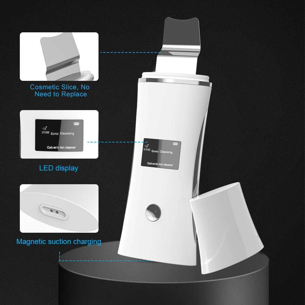 Professional Face Exfoliating Device Deep Cleansing Ultrasonic Facial Skin Scrubber