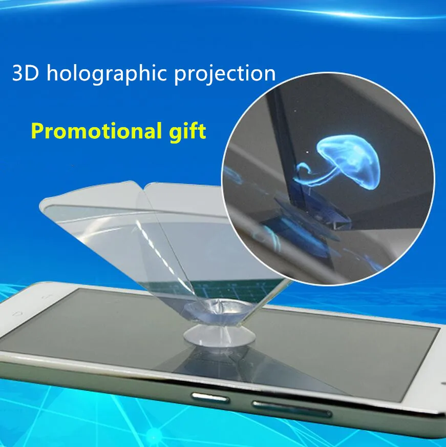 Mini holographic projector 3d hologram projector pyramid for mobile phone cheap promotional gift