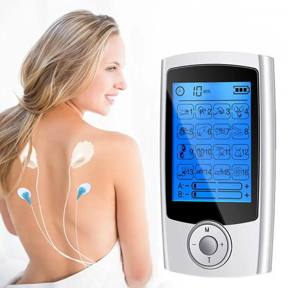 Rechargeable 16 Modes Electronic Pulse Massager  Pain Relief Muscle Stimulator Massager with 4 Pads