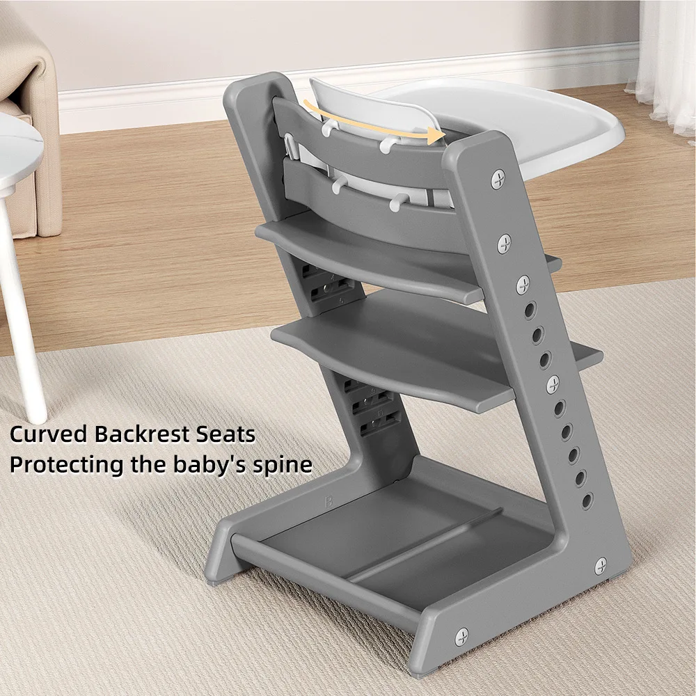 Hot selling Wooden Baby Feeding Chair With Adjustable Foot And Seat Plate Foldable Toddler High Chair For Dining