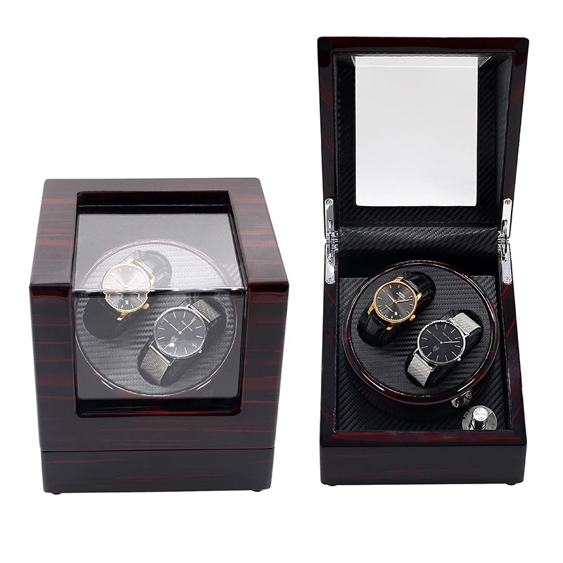 Amazon Top Seller Double Watch Winder with Quiet Japanese Motor Red Color Watch Winder Box Automatic