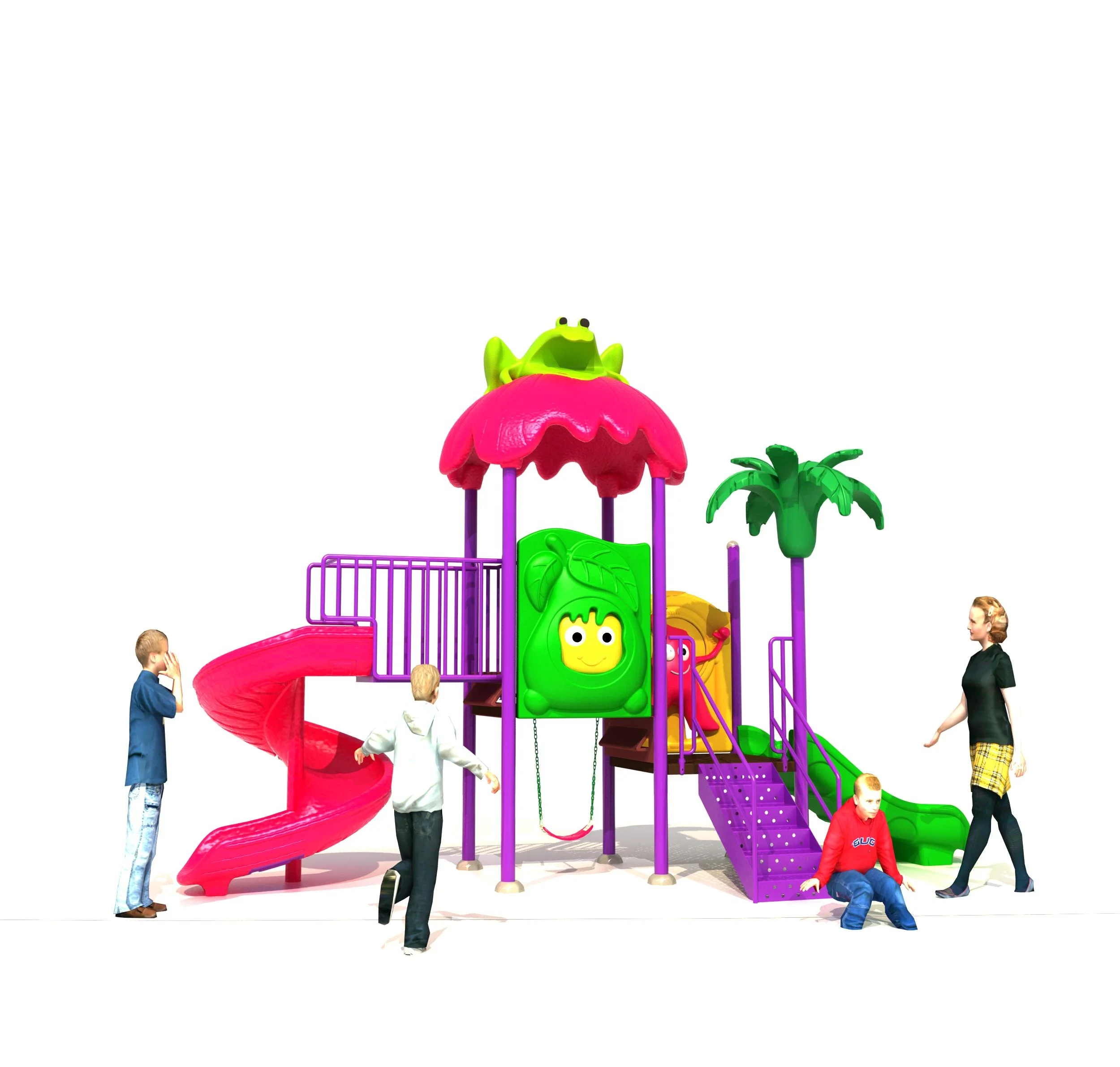 Customized Large Kids Plastic Slides Amusement Park Outdoor Playground For Children
