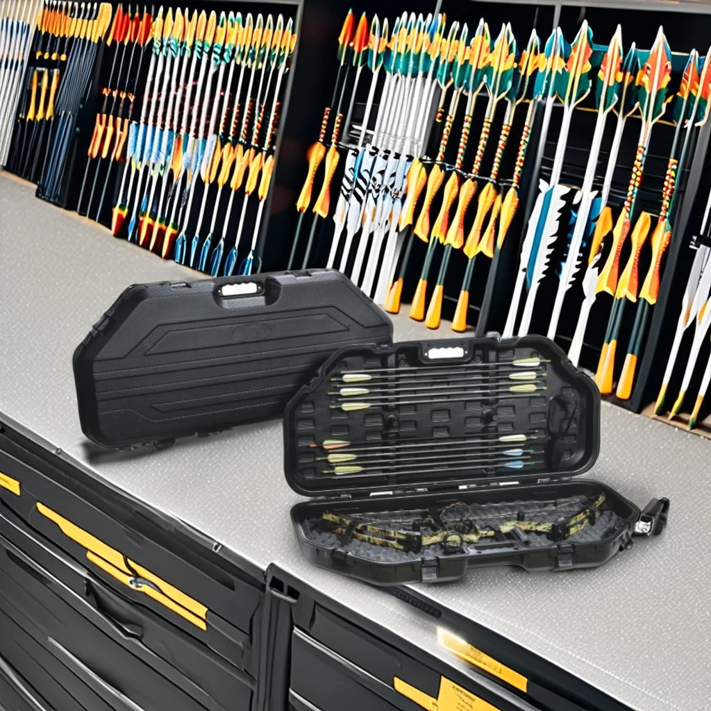 Hunting Archery Compound Bow with Plastic Feather Hard Bow and Arrow Case for Shooting