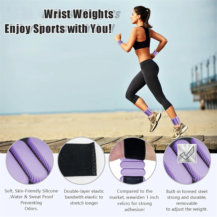 Wearable Weight Bracelets Adjustable Ankle Weights 1lb/2lb Fitness Exercise Custom Silicone Ankle and Wristband Weight Set