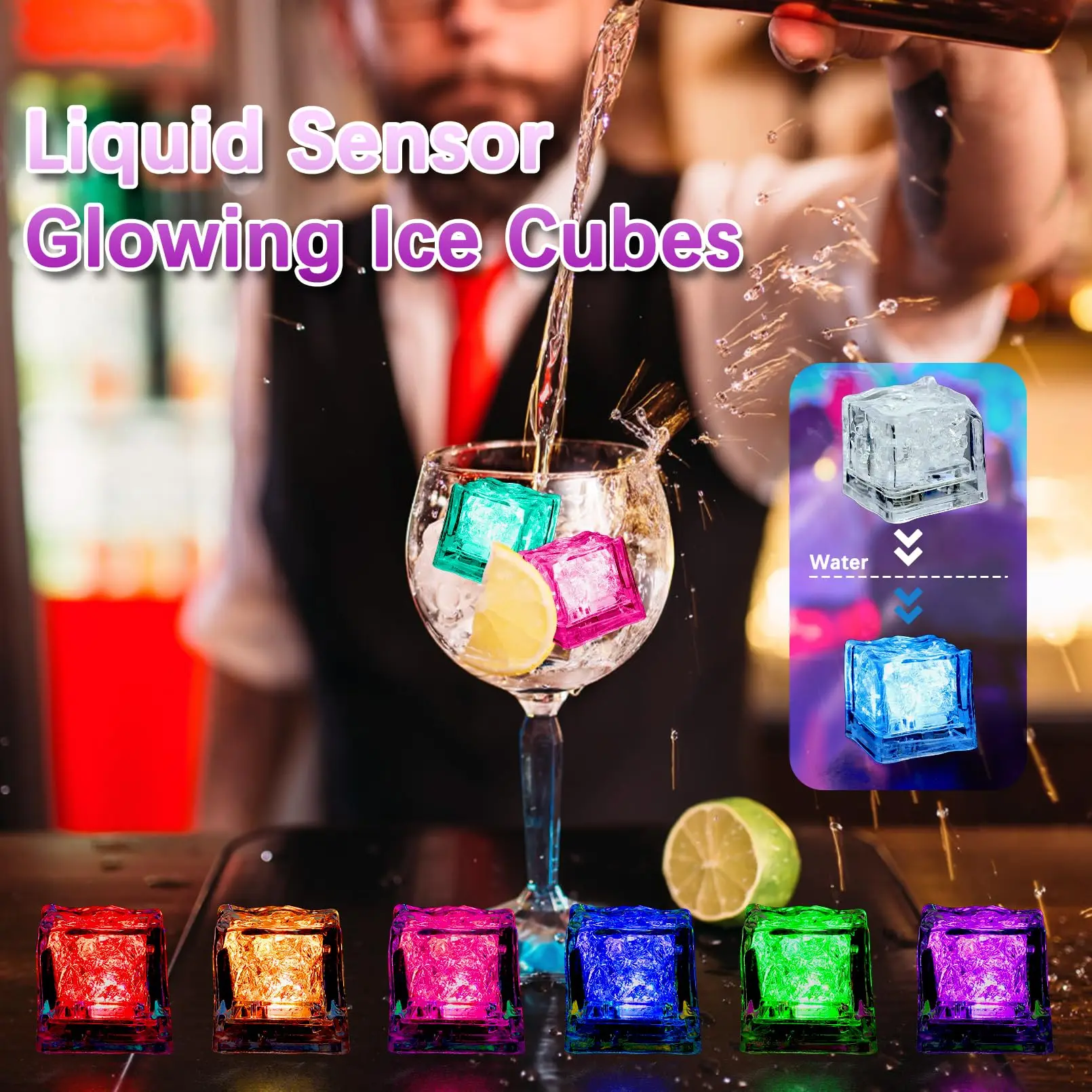 Best LED Glow Ice Cube Fast Slow Flashing LED Lights Glitter Light Up Ice Cube LED Ice Cubes For Party Bar party