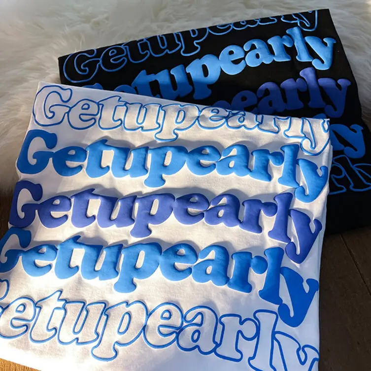 Puff Print 100% Cotton Unisex Embroidery Plain Fashion Brand Custom 3d T Shirt Sleeves Puff Print T Shirt