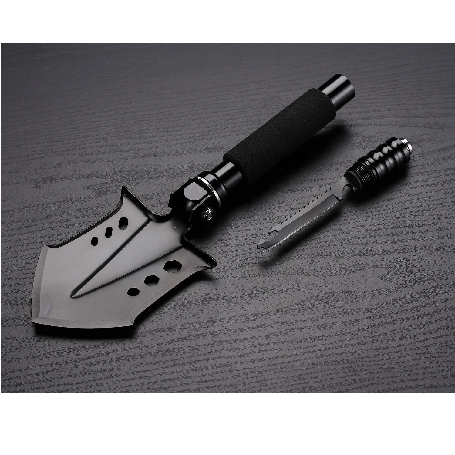 STAINLESS STEEL/ ALUMINUM Multi function utility shovel,survival shovel, outdoor camping shovel , include knife,axe,saw