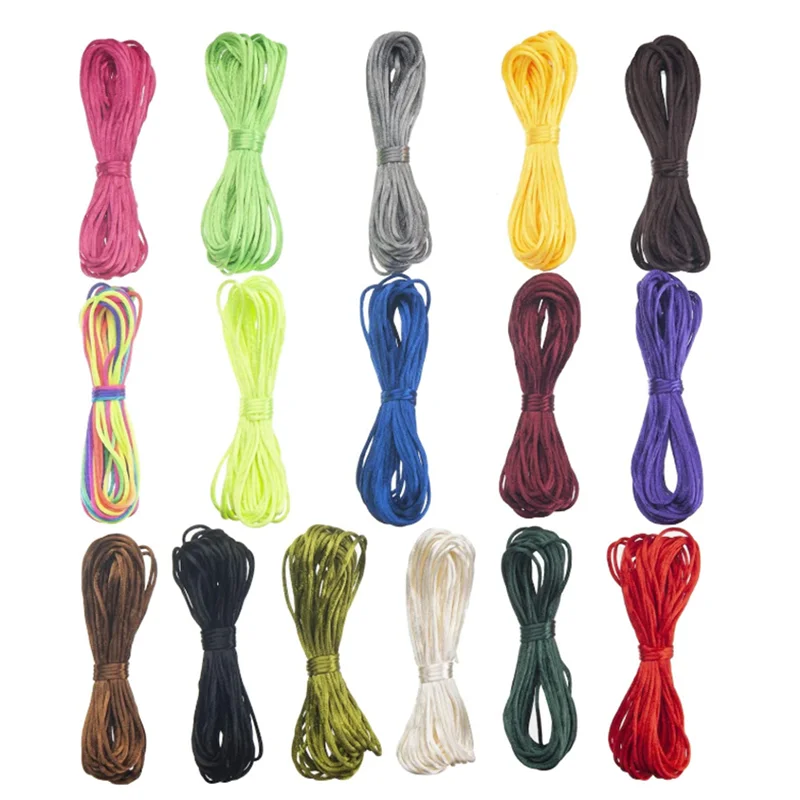 Durable DIY Crafts Braided Bracelet Rattail Silk Satin Cords Knotting Polyester String Rope