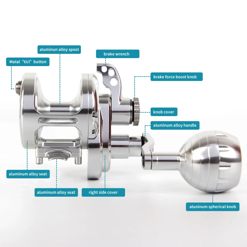 Topline 6.3:1 Slow Pitch Jigging Reel CNC All Metal Overhead Fishing Reel Max Drag 35 KG 9+2BB Boat Saltwater conventional Reel