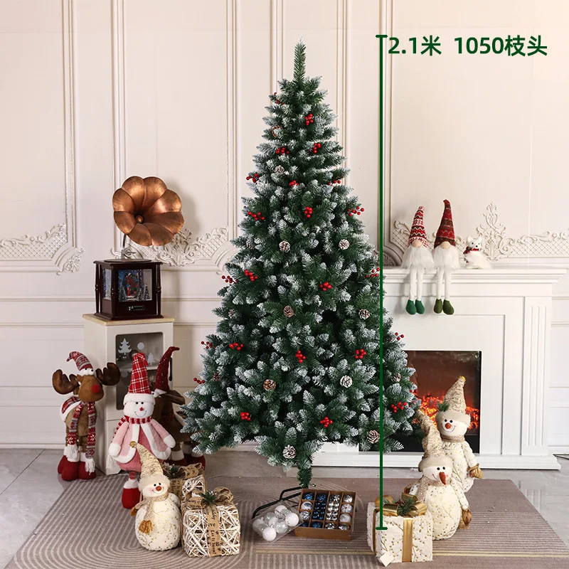 Artificial Flocked Christmas Trees Snowy Pine Cones Red Berries Festival Ornament Outdoor Tree Decoration
