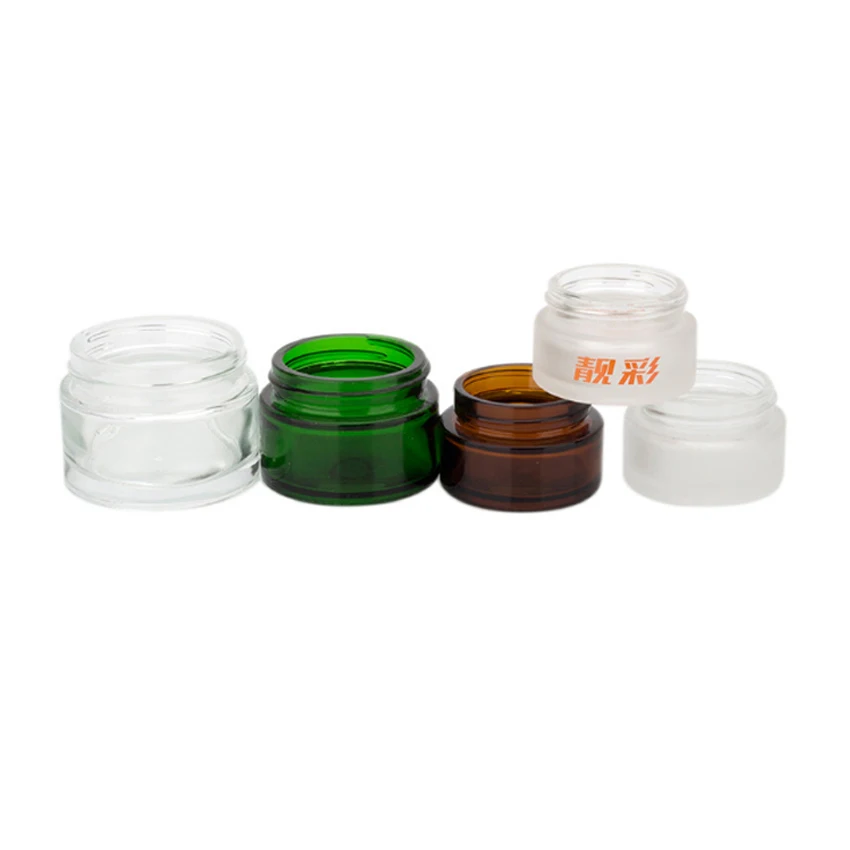 50G Matte Black glass Coating cosmetic jar  Aluminum Cap Luxury brown and green Glass Cream Jars  wide mouth clear glass jar
