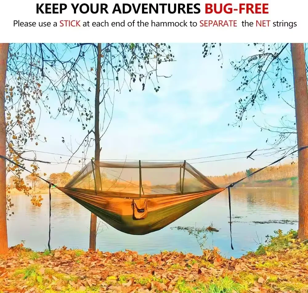 Outdoor Travel 1-2 Person  210T Nylon Camping  Hammock with Mosquito Net