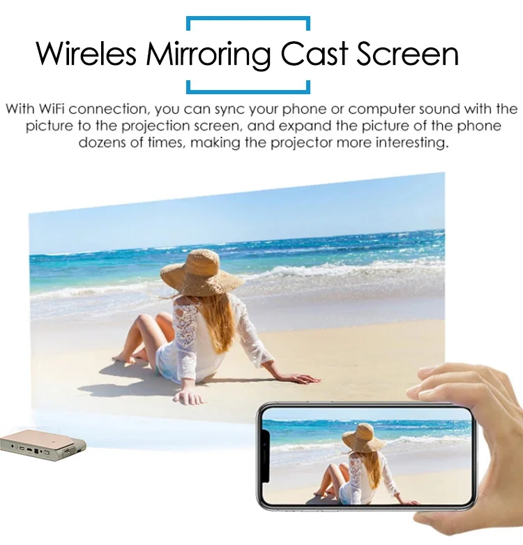 CAIWEI DLP маленький мини pico Карманный смарт-проектор для использования в помещении и на улице