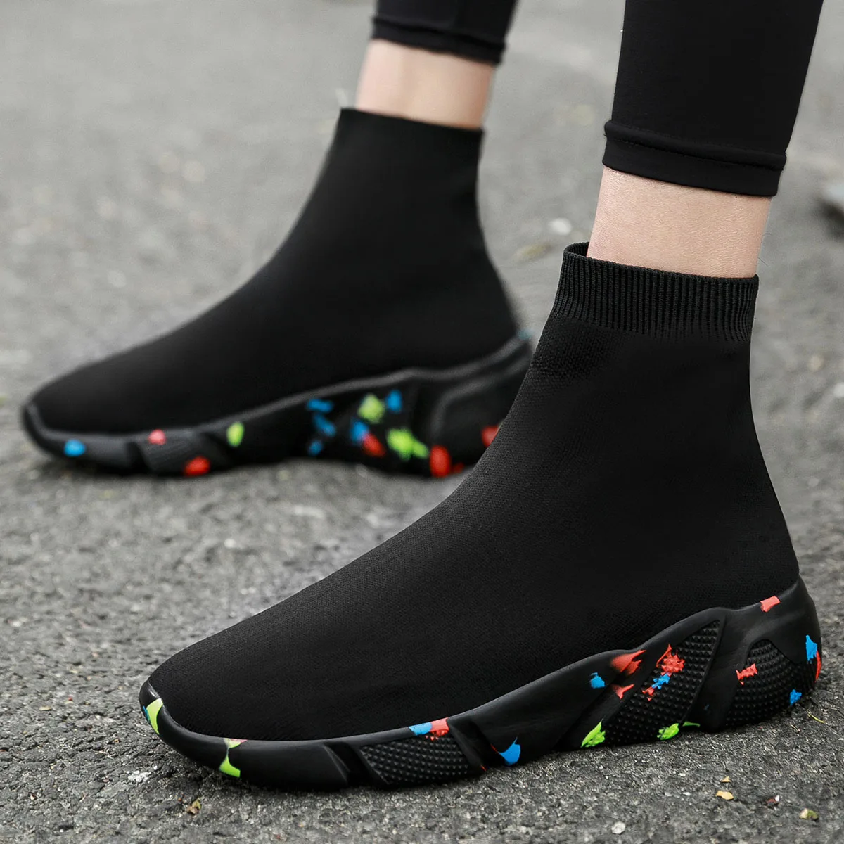 
White Black Fashion Trend Sock Boots For Men Women Fashion Women Sports Running Trainer Sock Shoes Mens Athletic Sneakers - Buy 