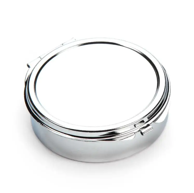 Customized DIY Sublimation Logo Metal Round Shape Travel Pocket Pill Box