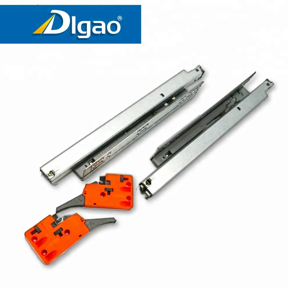 3 fold galvanized self-closing hidden adjustable drawer slide rail heavy duty telescopic kitchen cabinet rail