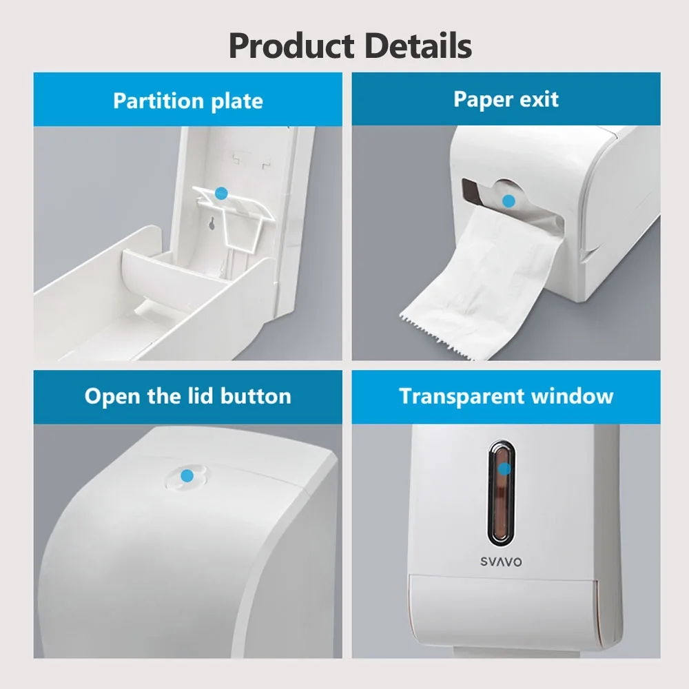 Hot sales Toilet Kitchen dispensador de papel Wall mounted ABS plastic tissue box paper holder Dual roll paper towel dispenser