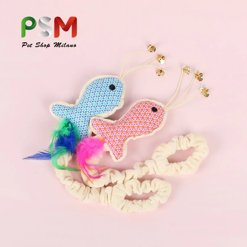 PSM direct selling hot selling in Amazon sound simulated long tailed fish toys for pets to gnaw
