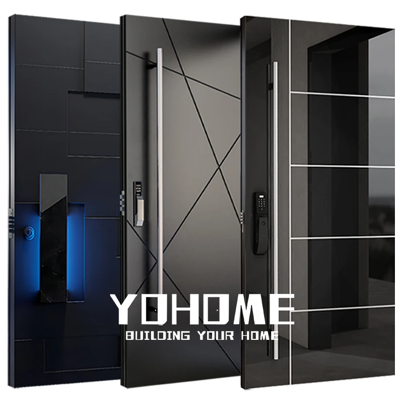 China villa entry door bulletproof luxury modern main entrance door pivot stainless steel security door