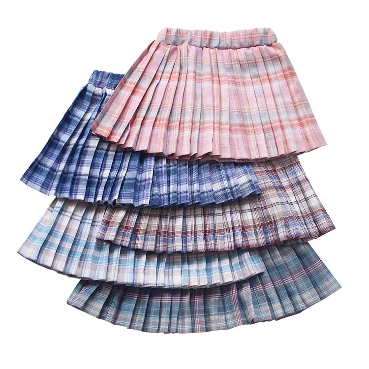Kids Girls Pleated Plaid Skirt High Waist Girl School Uniforms Mini Skirts