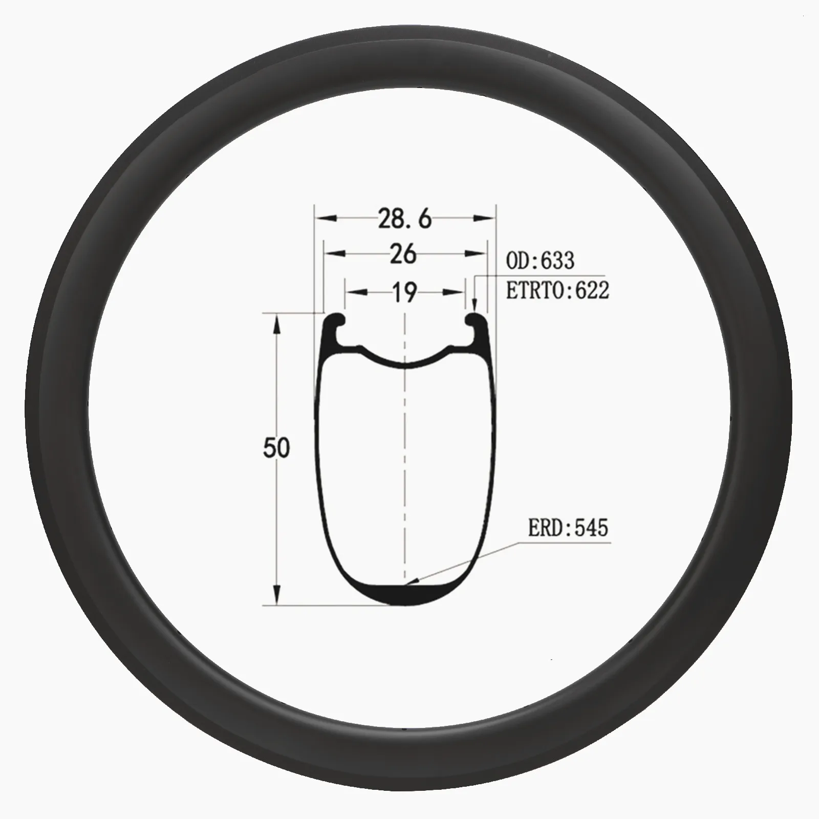 Customized Professional Lightweight Rim Design 26mm wide 50mm depth Tubeless Tire Carbon Bicycle Parts For Road Bikes