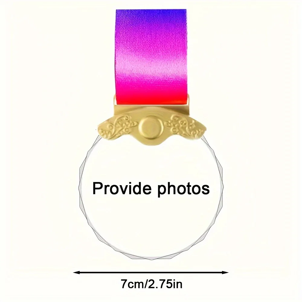 Customized school games competition souvenir gift round shape colorful ribbon crystal glass award medal