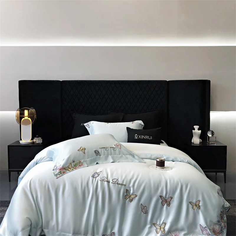 Cotton brushed microfiber 100% egyptian cotton bedding sheet sets turkish bed linen hotel quality quilt cover bedding set