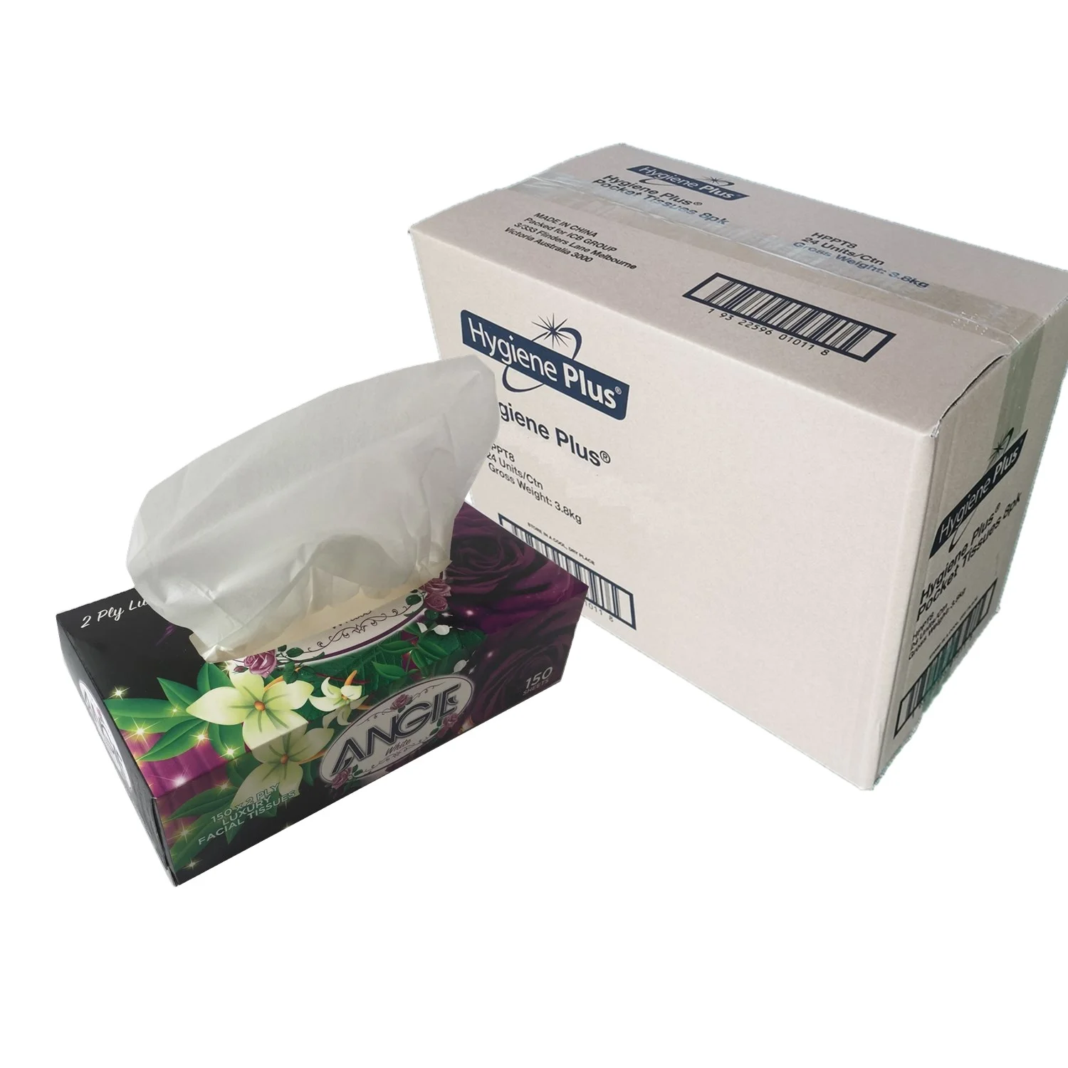 Wholesale Hygienic 2 Ply Box Wood Pulp Facial Tissue Paper