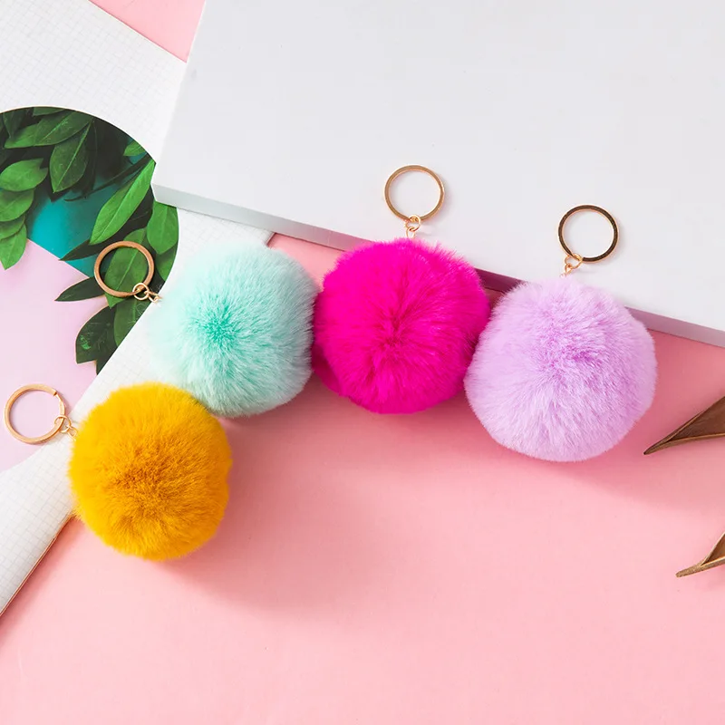 Fur Ball Keychains Pompom Puff With Balls Bulk Faux Fluffy Furry Keychain Accessories For Women And Girls