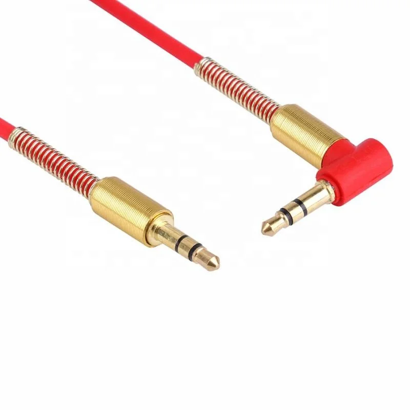 ALLOYSEED 3.5mm Jack Stereo Red/Black 1m Audio Cable Male to Male 90 Degree Right Angle Cable 3.5 jack Earphone Wire