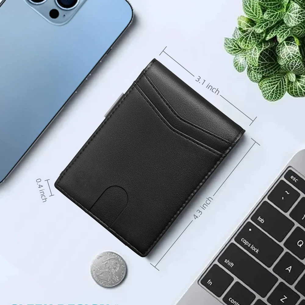 High Quality Slim Minimalist Genuine Leather RFID Blocking Bifold Credit Card Holder Money Clip Wallet For Men