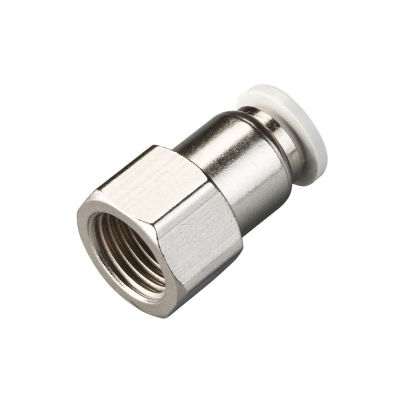 Pneumatic One Touch Female Push To Connect Adapter Fitting Nickel Plated Brass Female Push In Fitting Polymer Grip Ring