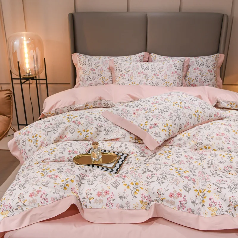 wholesale embroidery 100% cotton sleep aid plants/flowers design comforter sets bedding luxury