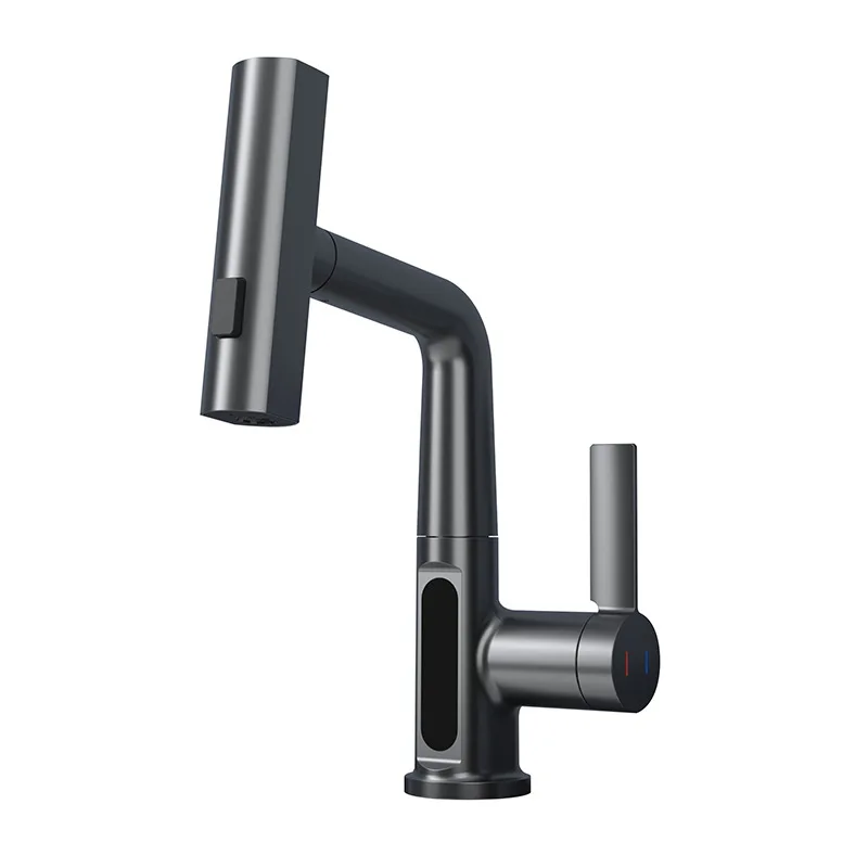 New modern intelligent digital display black sink faucet basin Kitchen faucet Hot and cold wash basin faucet
