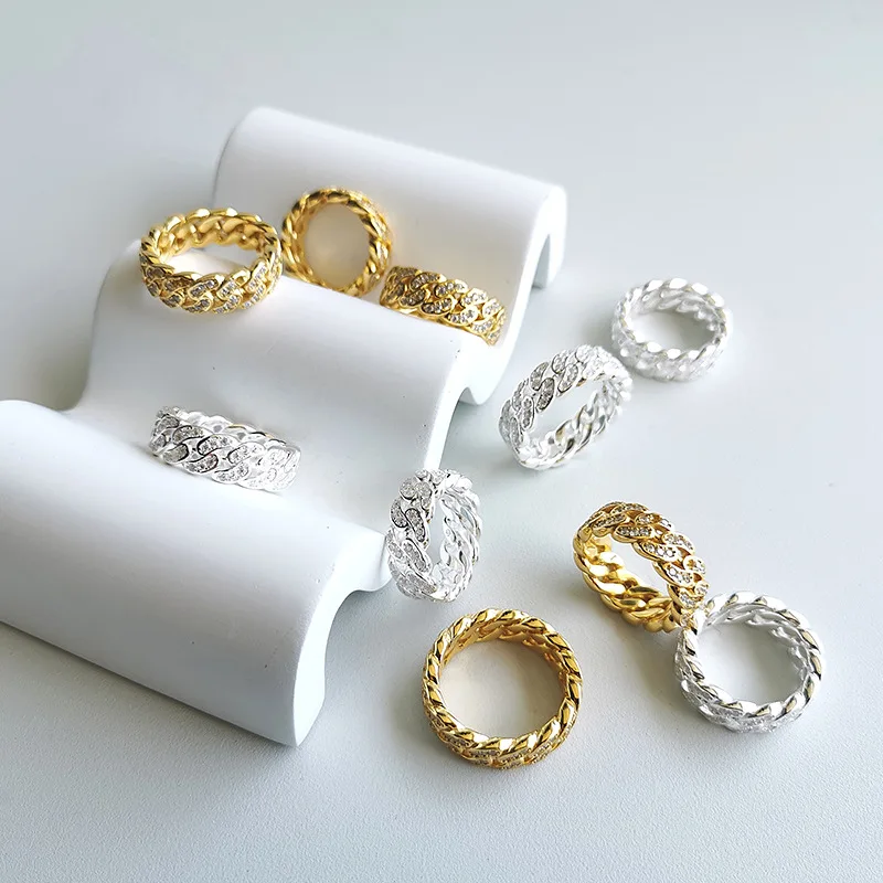 Lerca best selling 925 sterling silver Cuba Broadsheet hip-hop gold plated diamond rings for women/men