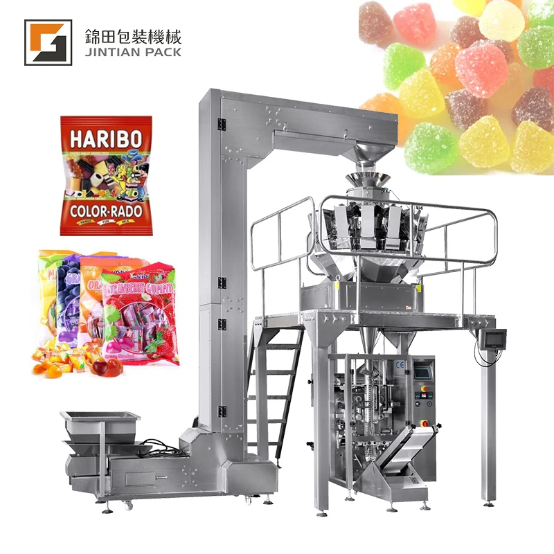 Full automatic Soya sticks Puffs Gummy frozen food shrimp dumpling weigher packing machines