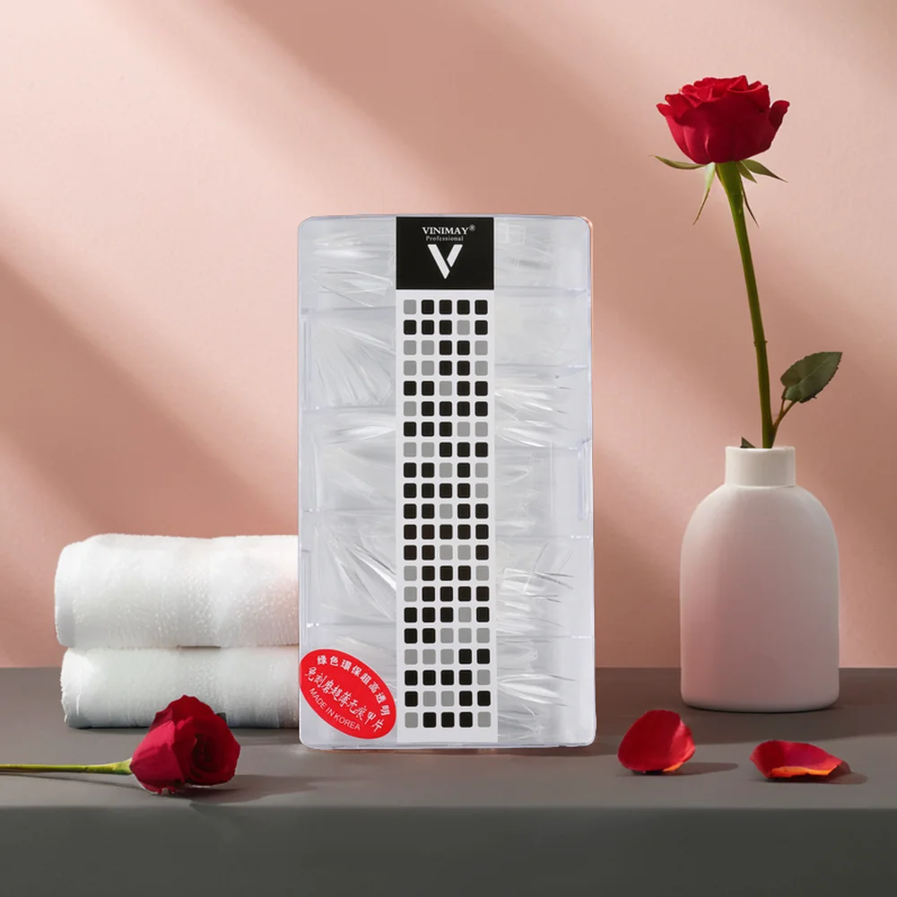 Vinimay Private Label Long Real Salon Gel Press On Nails Square Nails Fake Artificial Fingernails French Gel Nails