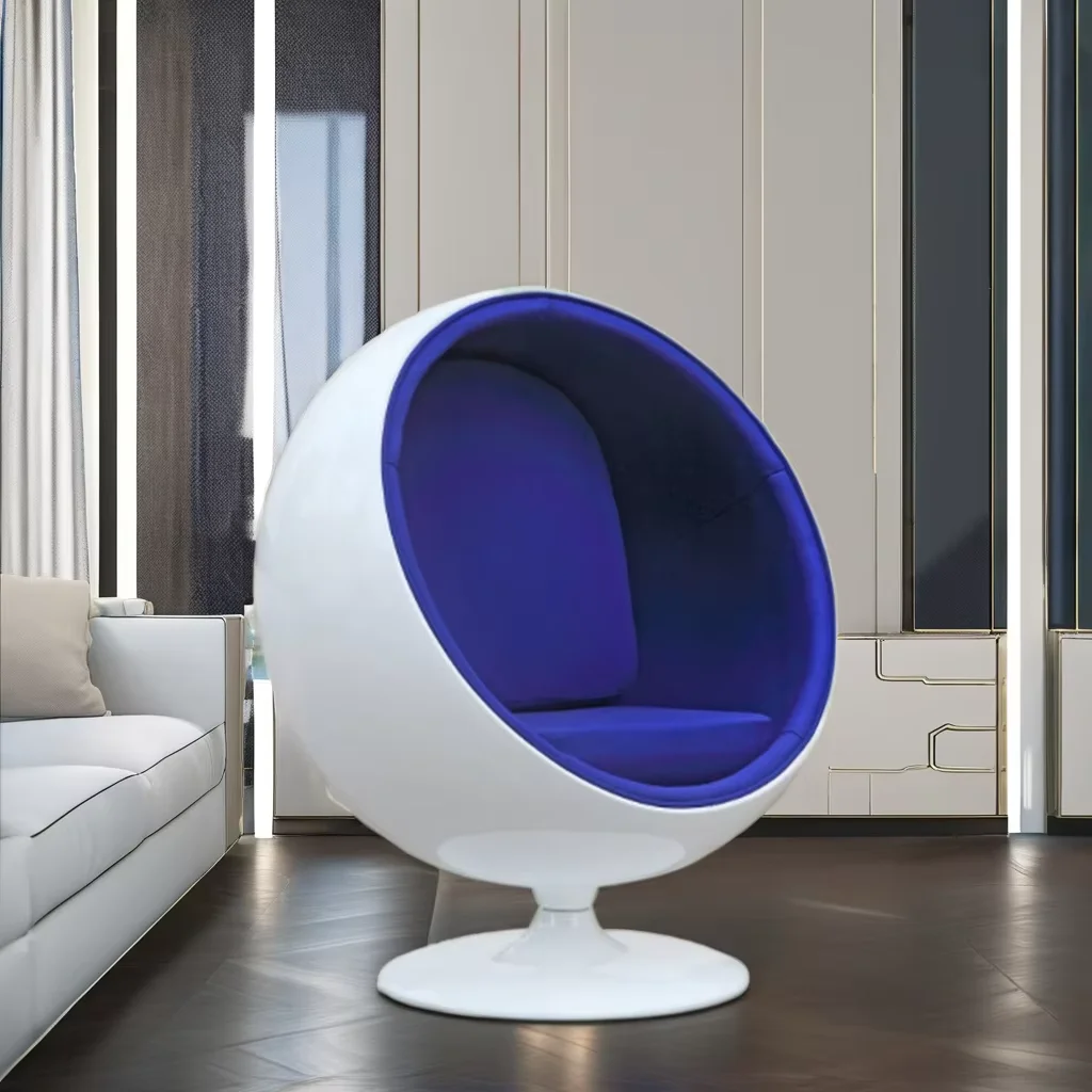 Modern luxury adult leisure fiberglass lounge living room home furniture swivel shaped round ball chair