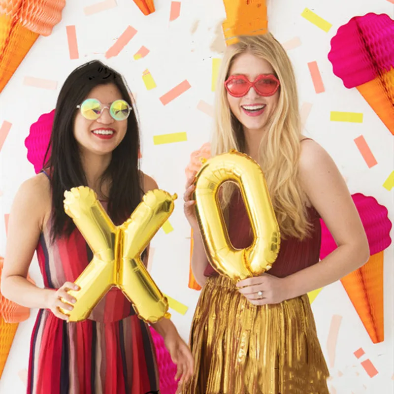 hot sale 16inch helium tank party balloons foil gold sliver pink blue letter alphabet happy birthday self inflatable balloons