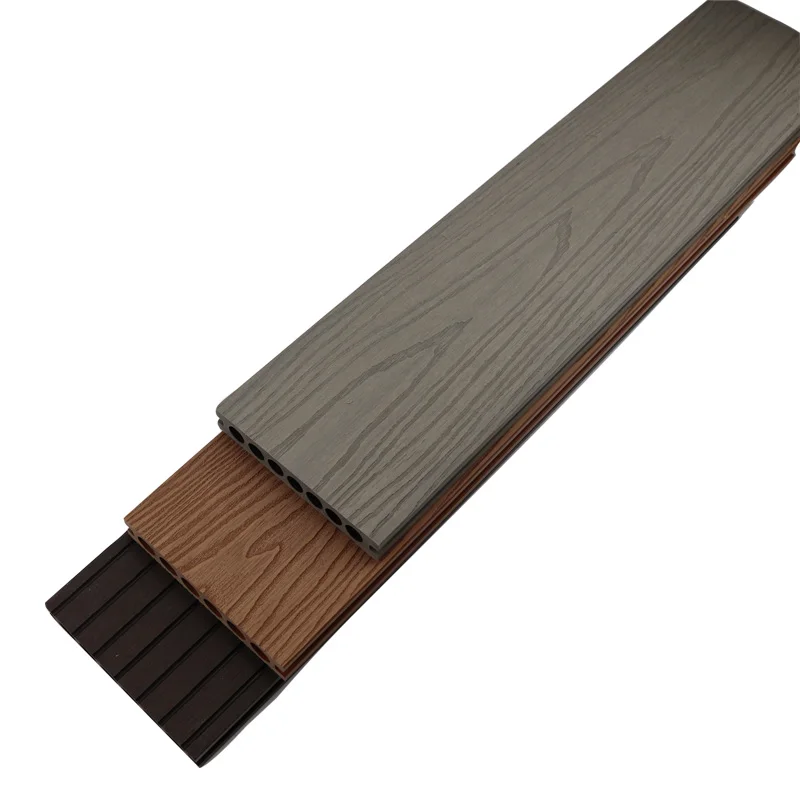 New Material PE  Deep Wood Grain 3D Embossed WPC Hollow Decking Garden Terrace Co-Extrusion WPC Flooring