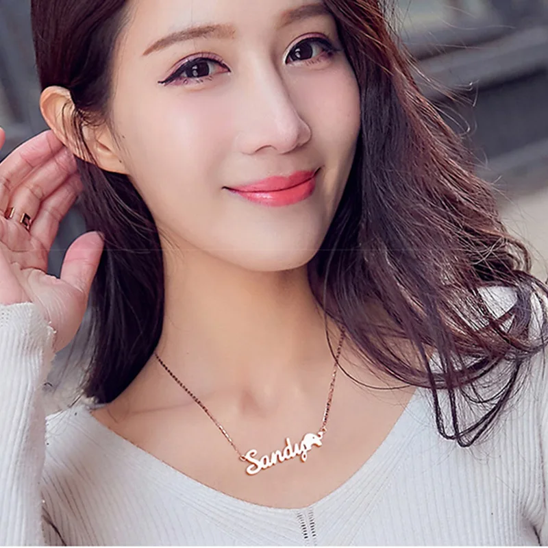 Wholesale Fashion Jewelry My Letter Pendant 18k Gold Plated Stainless Steel Custom Personalized Name Plate Necklace