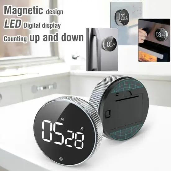 Quiet Large Digital Magnetic LED Countdown Timer Kitchen Timers