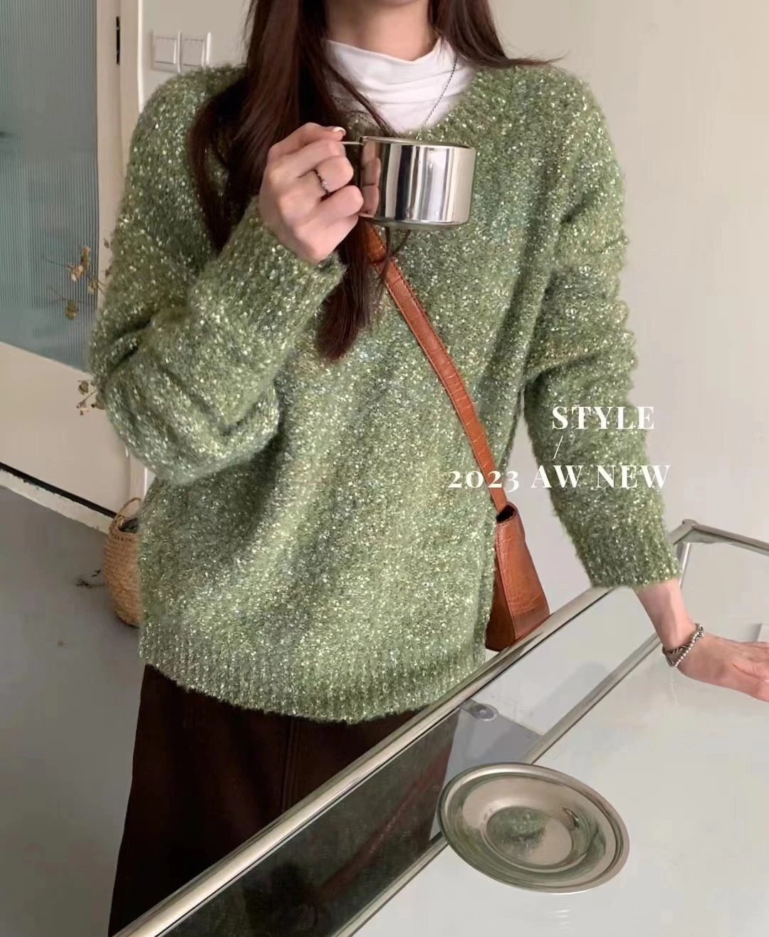 2024 Newest loops and threads yarn butterfly sequin yarn fluffy yarn crochet sweater