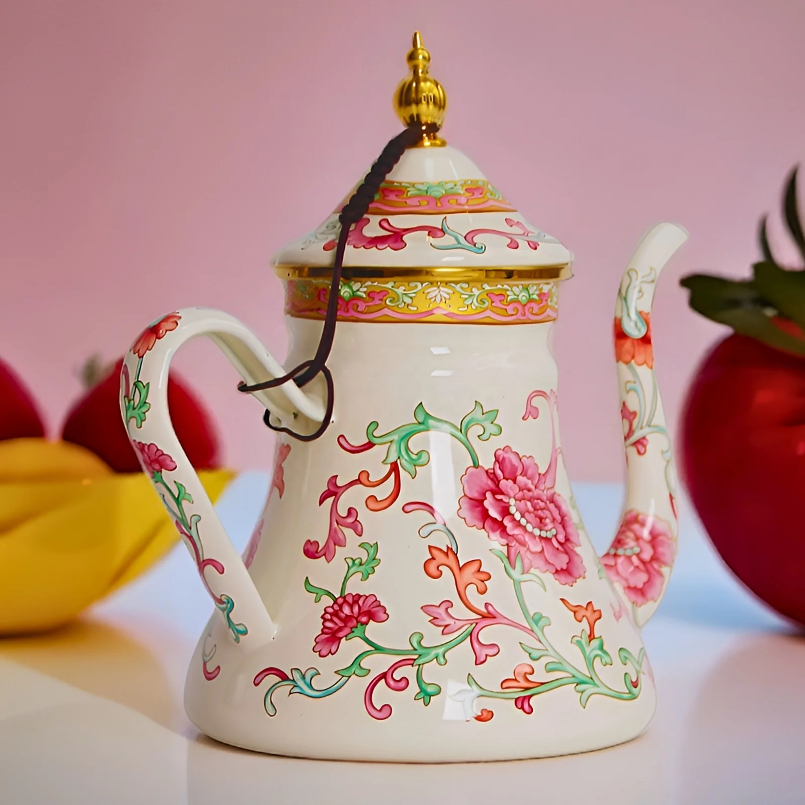 1.2L Enamel Coated Camping Coffee Tea Enamel Kettle High Quality Gooseneck Kettle Coffee