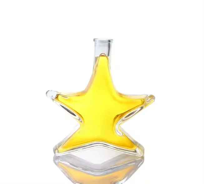 50cl 70cl glass bottle luck star shape glass bottle unique empty clear Whisky Brandy Vodka Tequila Liquor spirit glass Bottle