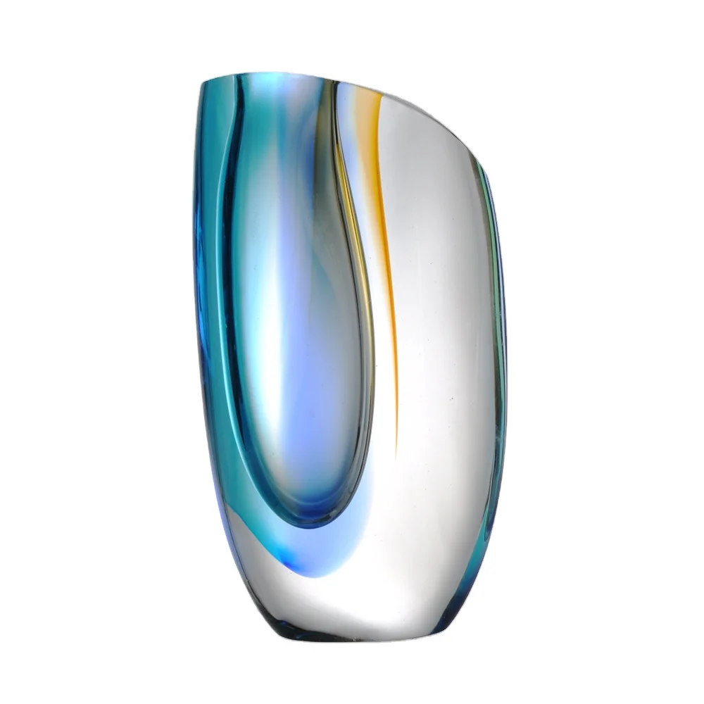 Высококачественная цветная ваза ручной работы из муранского стекла в скандинавском стиле для домашнего декора