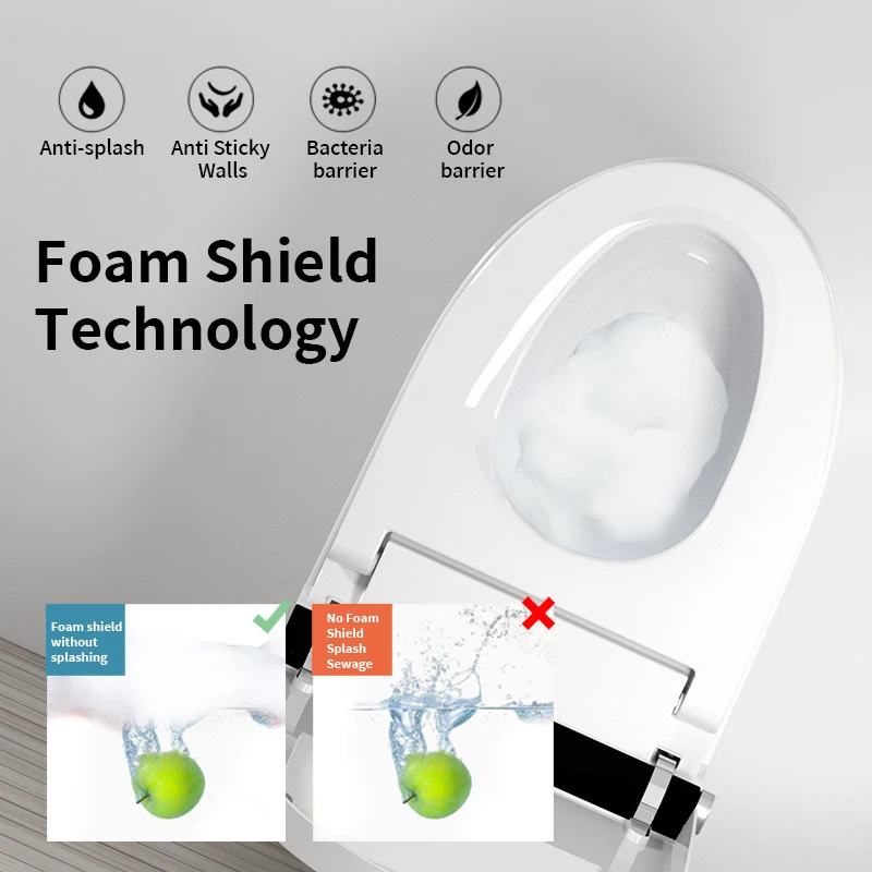 Factory hot sale smart toilet one-piece automatic flip lid waterless toilet instant hot silent lighting