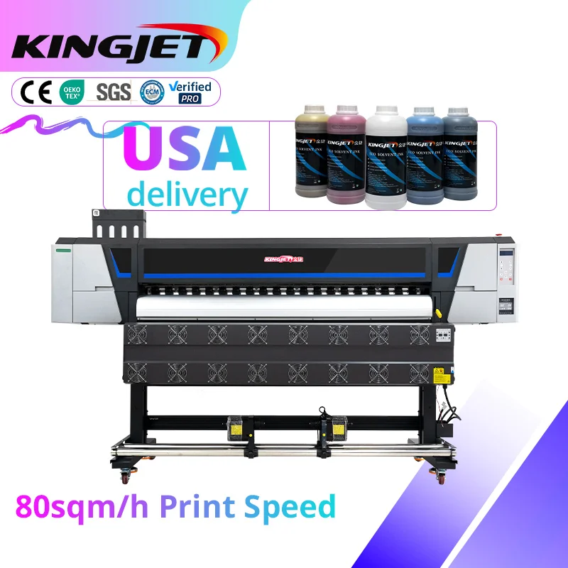 Kingjet factory i3200 eco solvent printer canvas poster vinyl printer and cutter flex banner printer banner printing machine